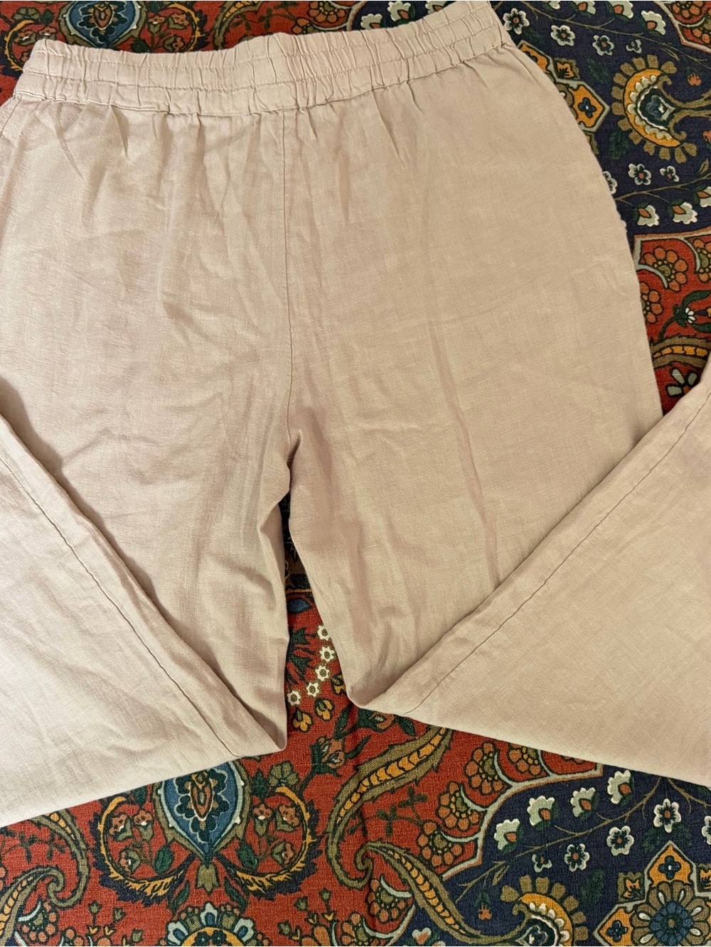 Relaxed Drawstring Linen-Blend Chinos in Beige beach everyday leisure wear - Picture 7 of 9